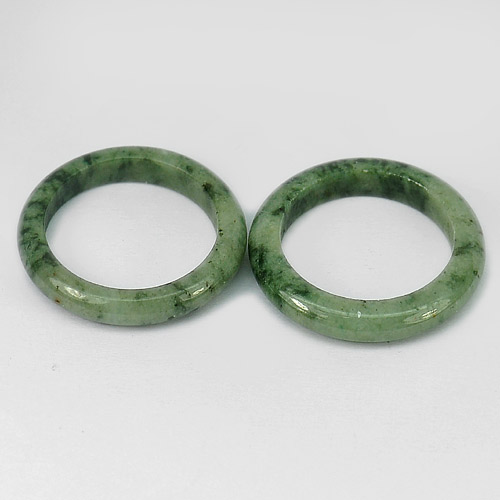 21.47 Ct. 2 Pcs. Nice Natural Chinese Green Rings Jadeite Jade Size 7.5