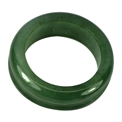 24.31 Ct. Good Unheated Gemstone Natural Green White Jadeite Ring Round Size 7.5