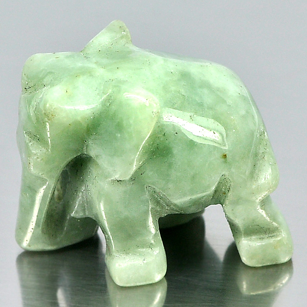 Green Jade Elephant Carving 55.18 Ct. Natural Gemstone Unheated