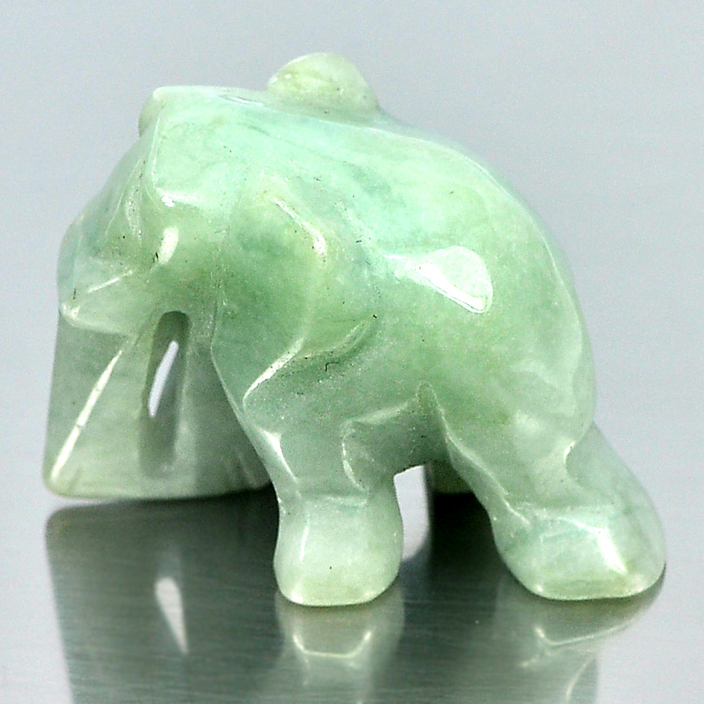Green Jade Elephant Carving 25 x 19 x 15 Mm. 47.84 Ct. Natural Gemstone Unheated