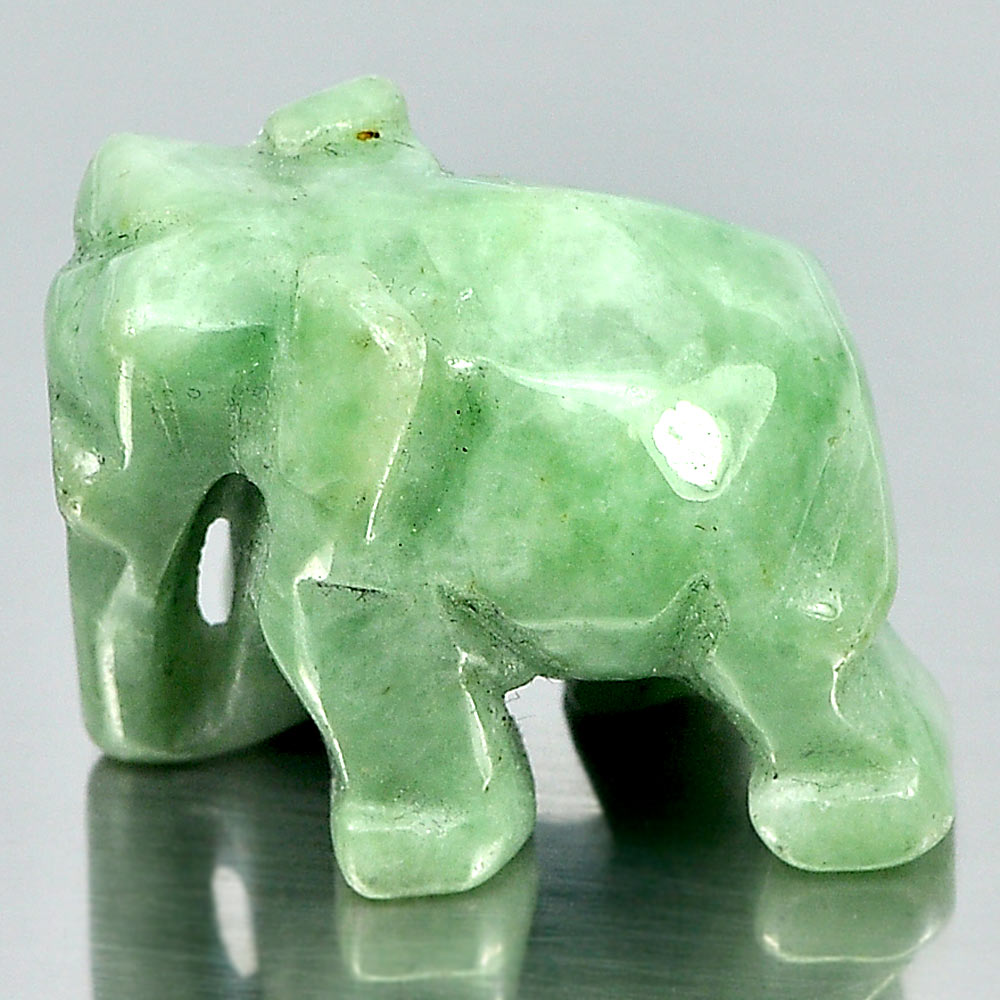 Green Good Jade Elephant Carving 59.60 Ct. Natural Gemstone Unheated