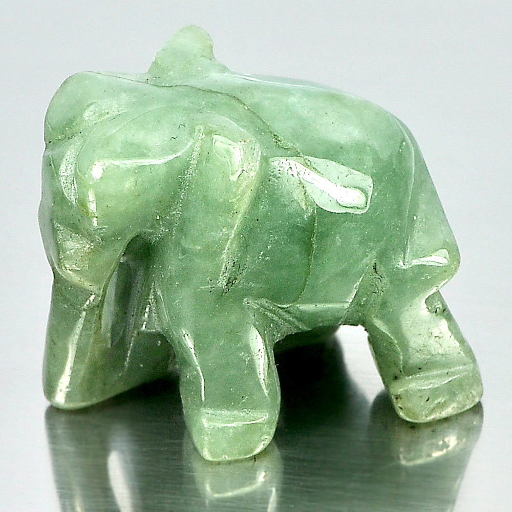 Green Jade Elephant Carving 55.23 Ct. Size 24 x 19 Mm. Natural Gemstone Unheated