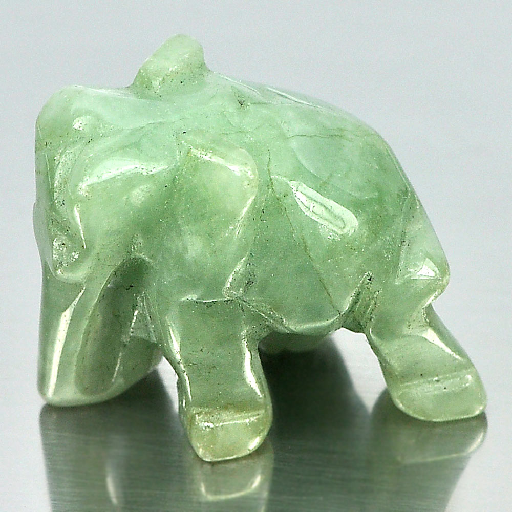 Green Jade Elephant Carving 53.76 Ct. Natural Gemstone Unheated