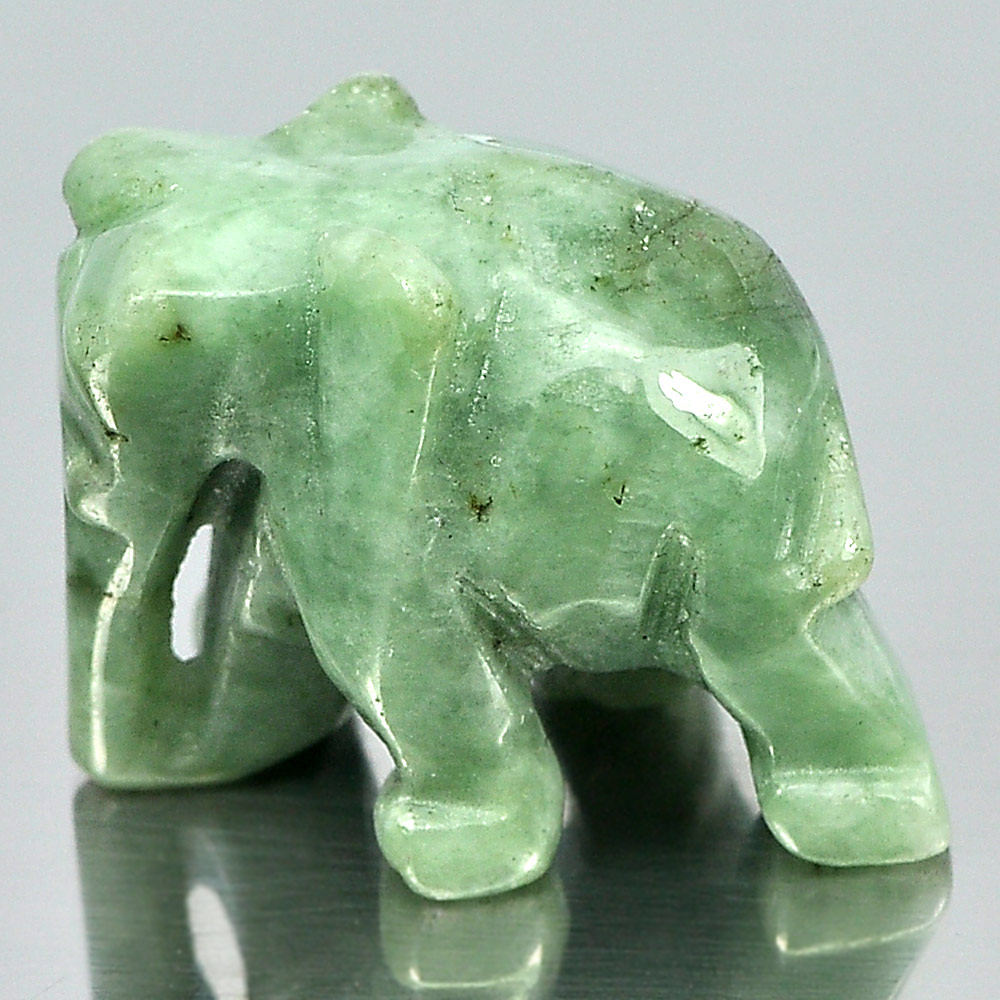 Green Jade Elephant Carving 24 x 18 x 15 Mm. 55.16 Ct. Natural Gemstone Unheated