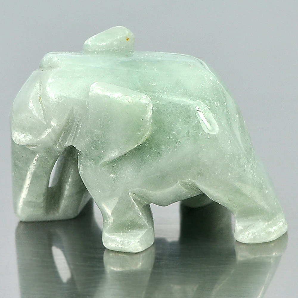 Green Jade Elephant Carving 29 x 20 Mm. 69.07 Ct. Natural Gemstone Unheated