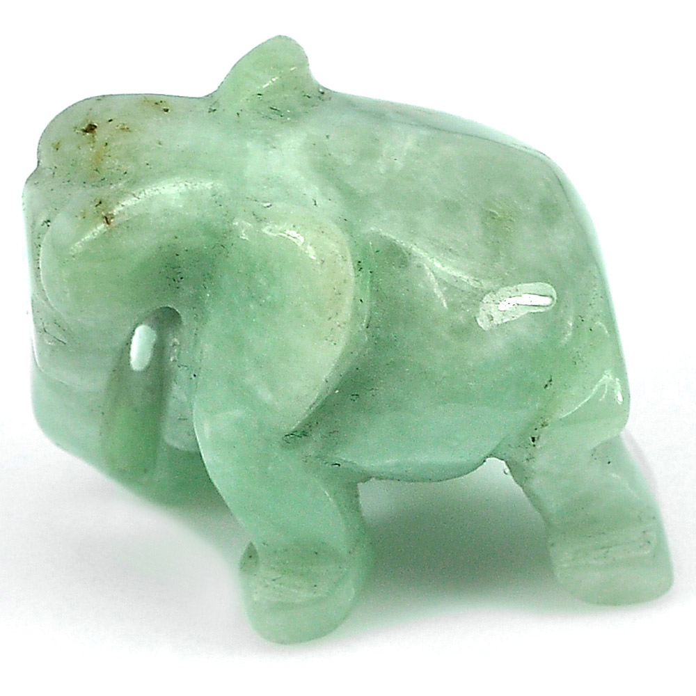 Green Jade Elephant Carving 56.00 Ct. Natural Gemstone Unheated