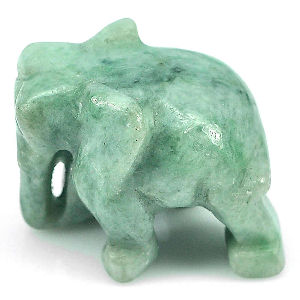 Green Jade Elephant Carving 58.08 Ct. Natural Gemstone Unheated