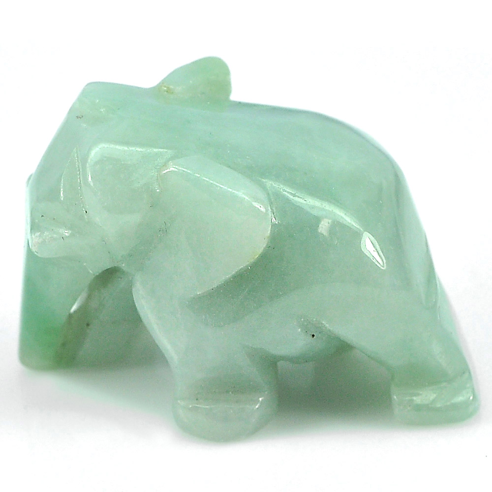 Green Jade Elephant Carving 30 x 20 Mm. 76.95 Ct. Natural Gemstone