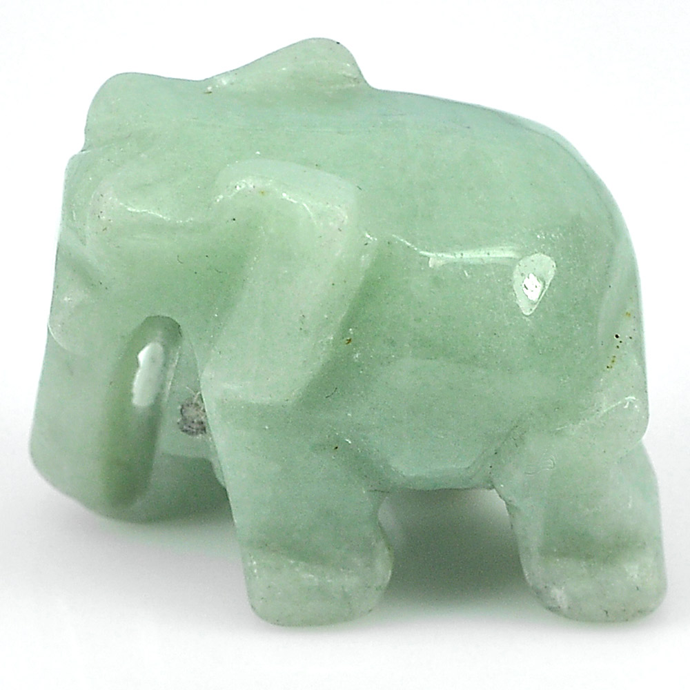 Green Jade Elephant Carving 25 x 18 Mm. 59.76 Ct. Natural Gemstone Unheated