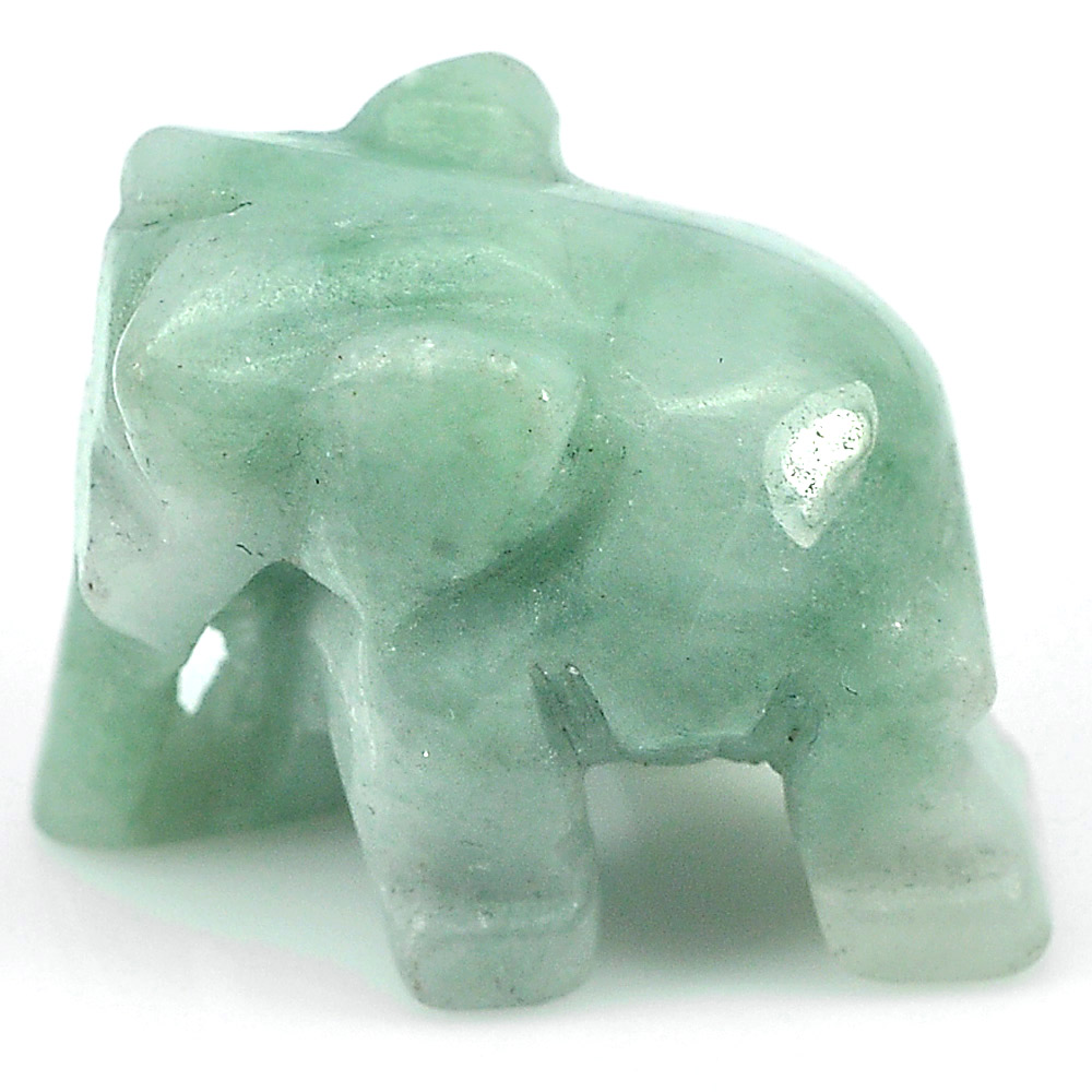 Green Jade Elephant Carving 22 x 17 Mm. 44.18 Ct. Natural Gemstone Unheated