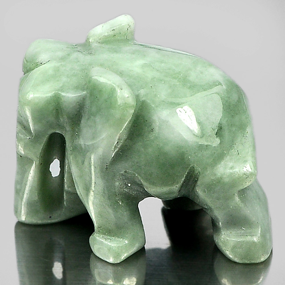 Green Jade Elephant Carving 54.74 Ct. Natural Gemstone Unheated