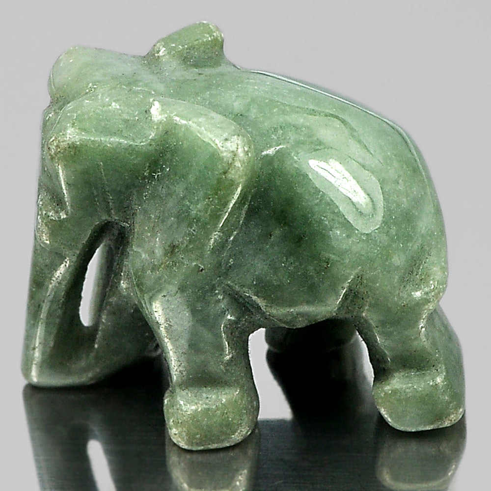 Green Jade Elephant Carving 56.79 Ct. Natural Gemstone Unheated