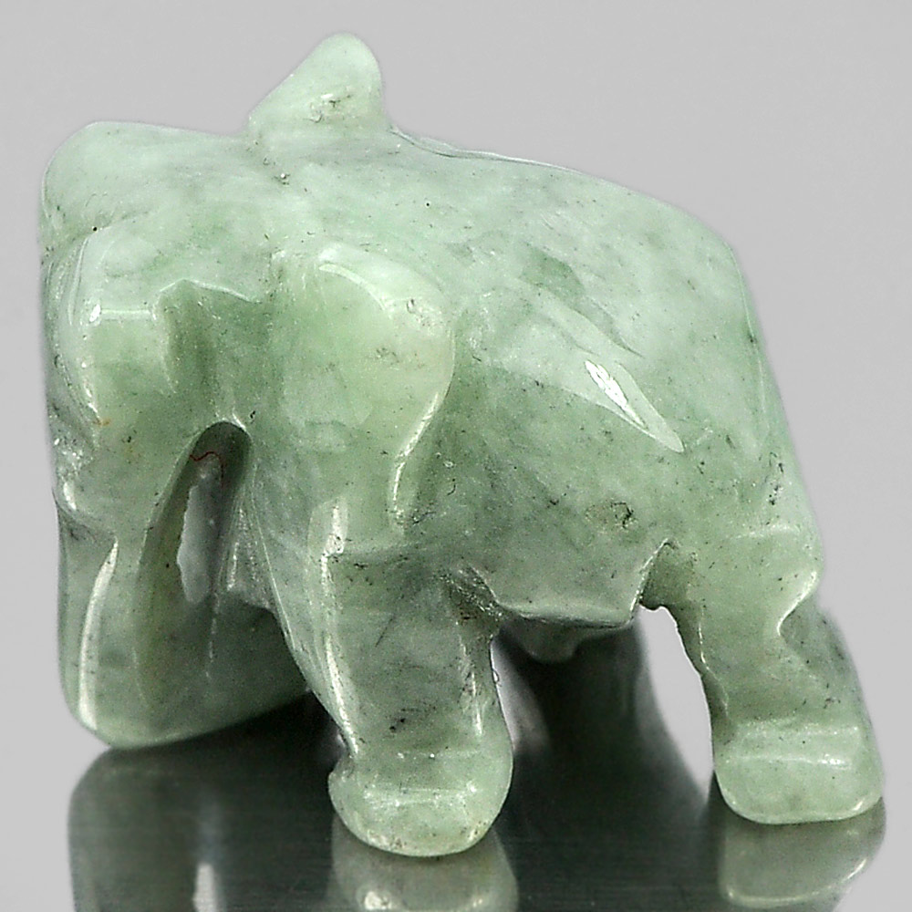 Green  Jade Elephant Carving 57.66 Ct. 23 x 18  Mm. Natural Gemstone Unheated