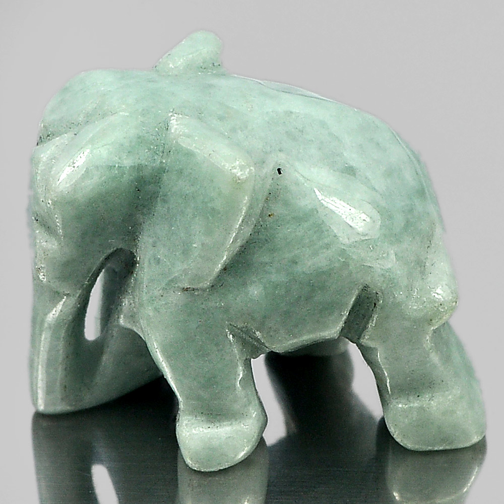 Green Jade Elephant Carving 24 x 20 Mm. 57.49 Ct. Natural Gemstone Unheated