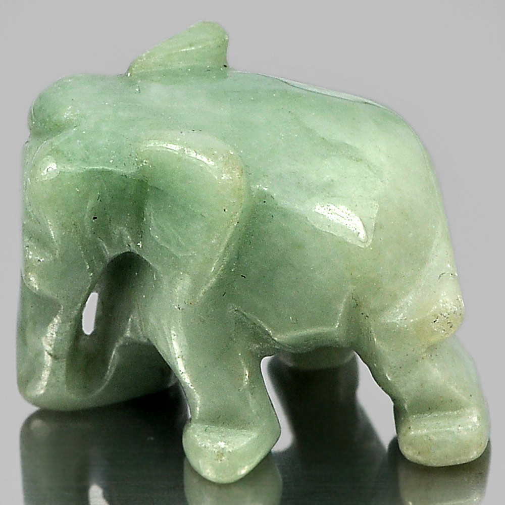 Green Color Jade Elephant Carving 55.73 Ct. Unheated Natural Gemstone