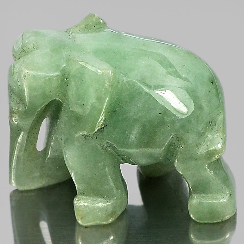 Green Jade Elephant Carving 57.95 Ct. 24 x 18 Mm. Unheated Natural Gemstone