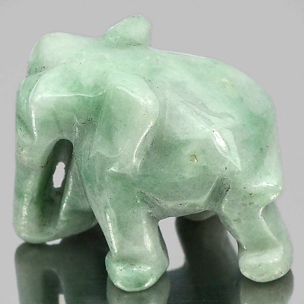 Green Jade Elephant Carving 56.76 Ct. Natural Gemstone Unheated