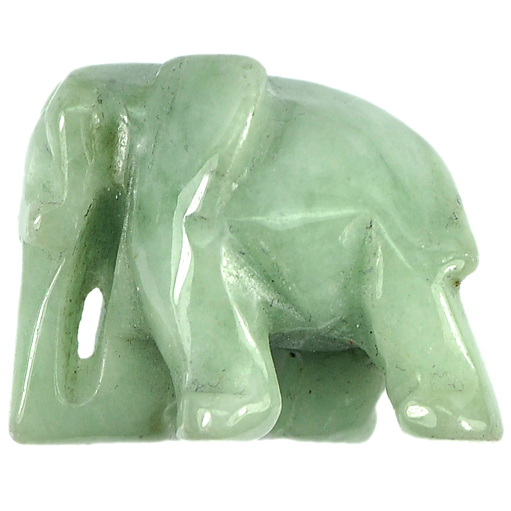 60.68 Ct. Lovely Natural Gemstone Green Jade Elephant Carving From Thailand