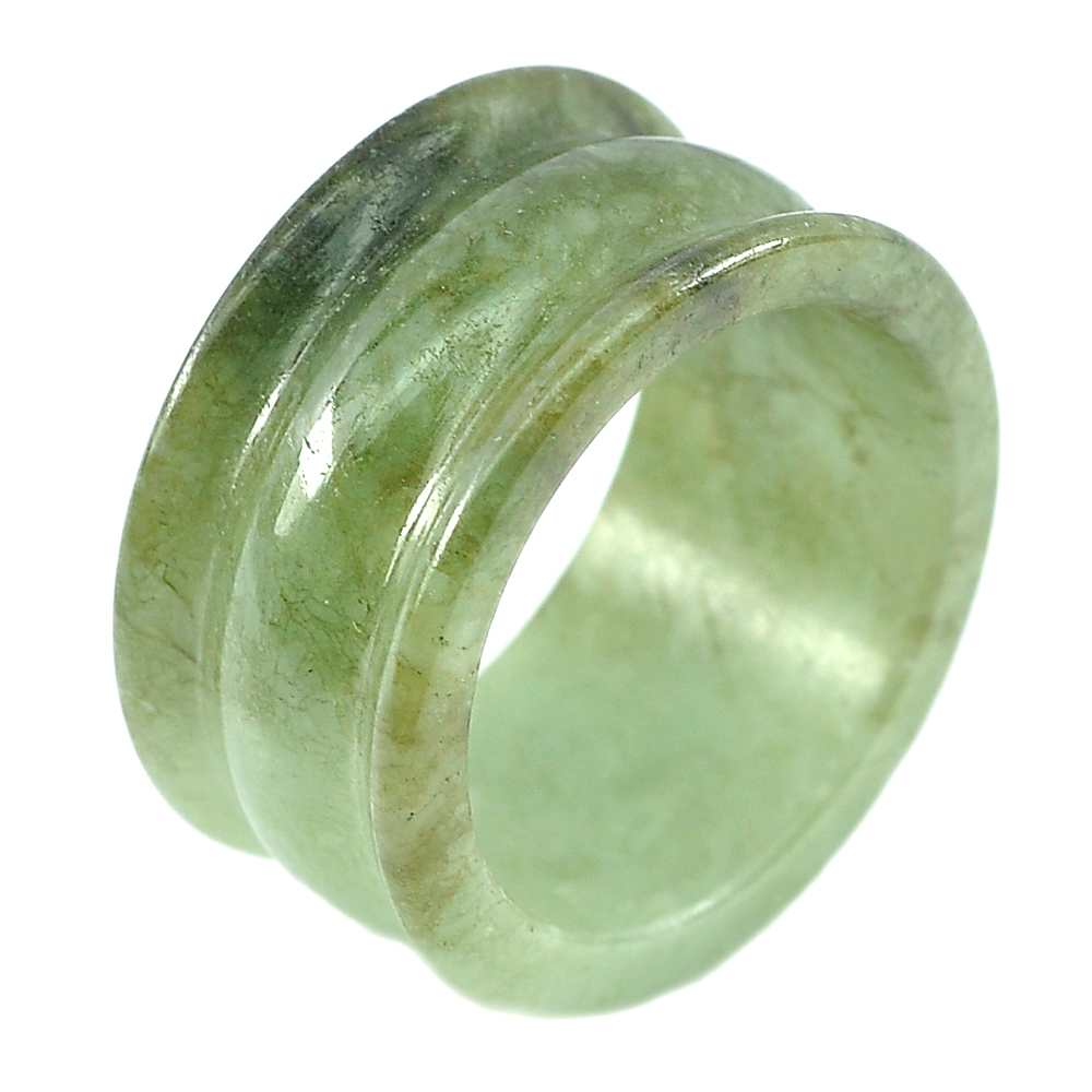 35.78 Ct. Good Natural Gemstone Green Jade Ring Size 9.5 Unheated From Thailand