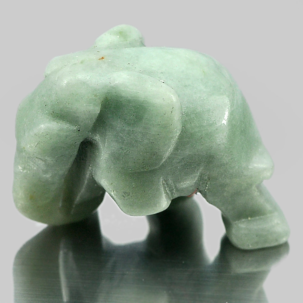 Green Jade 46.48 Ct. Elephant Carving Natural Unheated Gemstone
