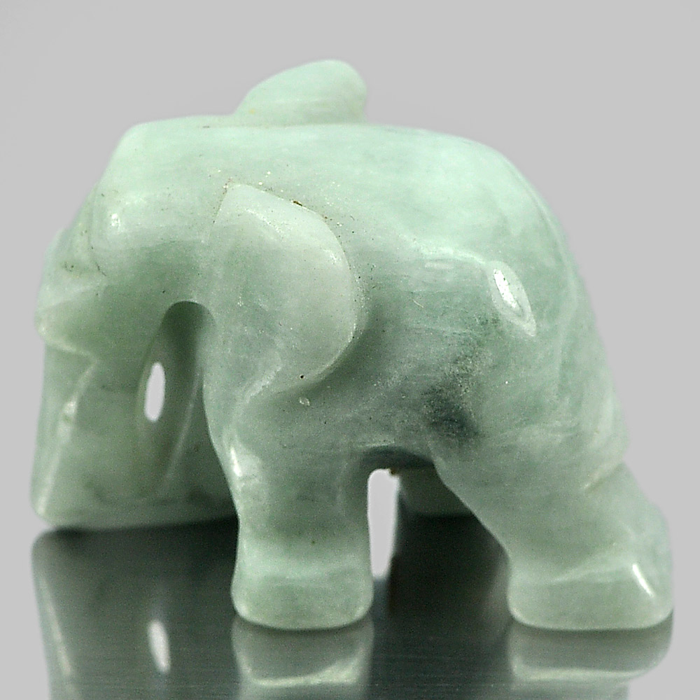 Green Jade Elephant Carving 53.05 Ct. Natural Gemstone Unheated