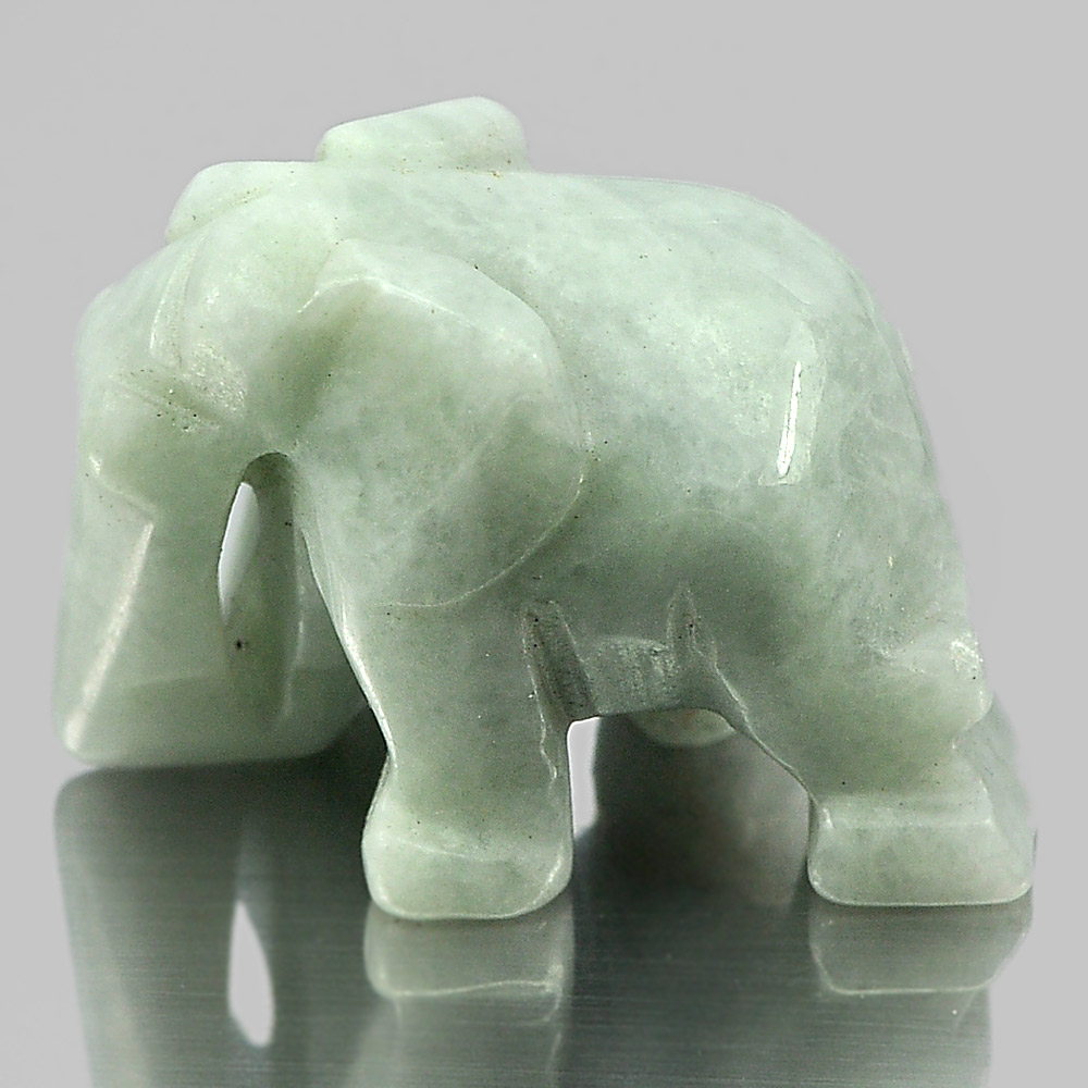 Green Jade Elephant Carving 26 x 18 mm. 50.09 Ct. Natural Gemstone Unheated