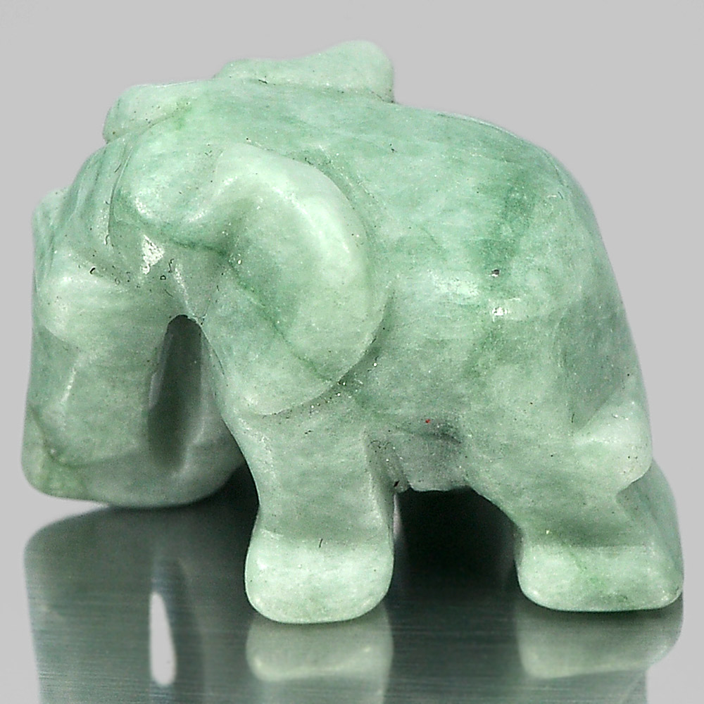 Green Jade Elephant Carving 56.99 Ct. 25 x 19 x 16 Mm.Unheated Natural Gemstone