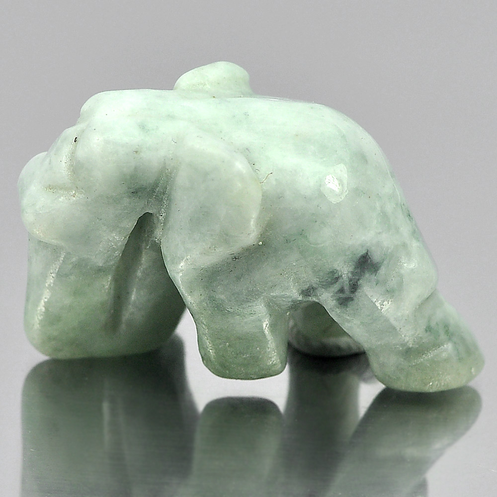 Green Jade Elephant Carving 27 x 18 Mm. 43.40 Ct.Natural Gemstone Unheated
