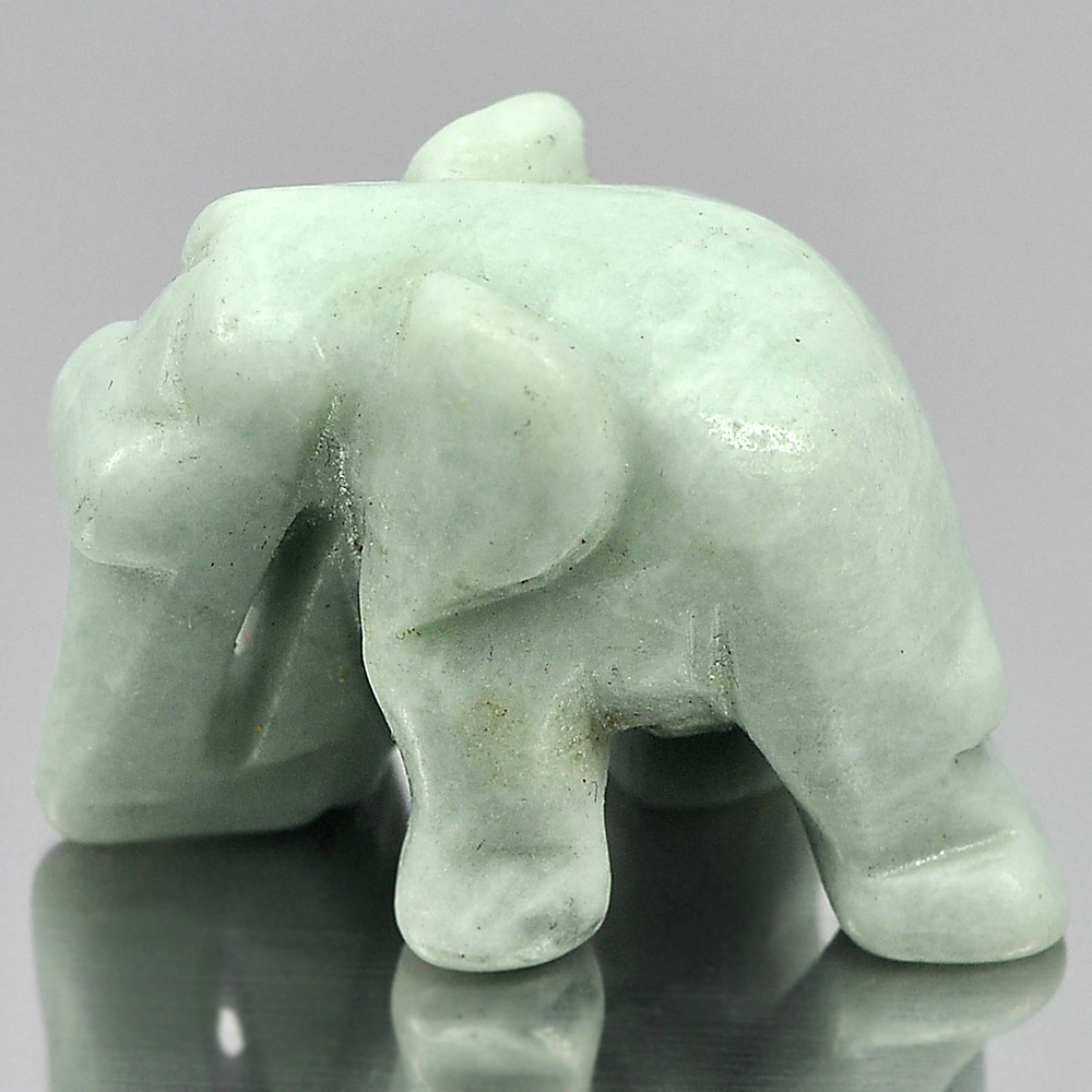 Green Jade Elephant Carving 25 x 18 Mm. 51.86 Ct. Natural Gemstone Unheated