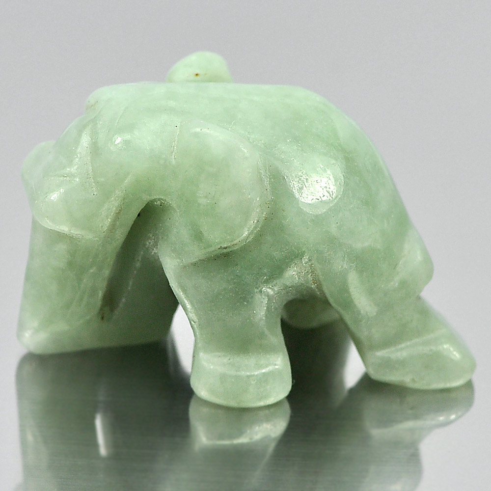 Green Jade Elephant Carving 27 x 18 Mm. 53.09 Ct. Natural Gemstone Unheated