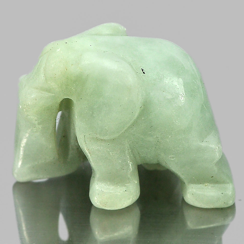 Green Jade Elephant Carving 52.59 Ct. 25 x 19 x 15 Mm. Natural Gemstone Unheated