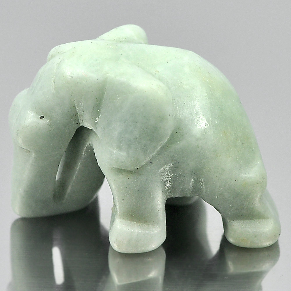Green Jade Elephant Carving 25 x 19 Mm. 53.09 Ct. Natural Gemstone Unheated