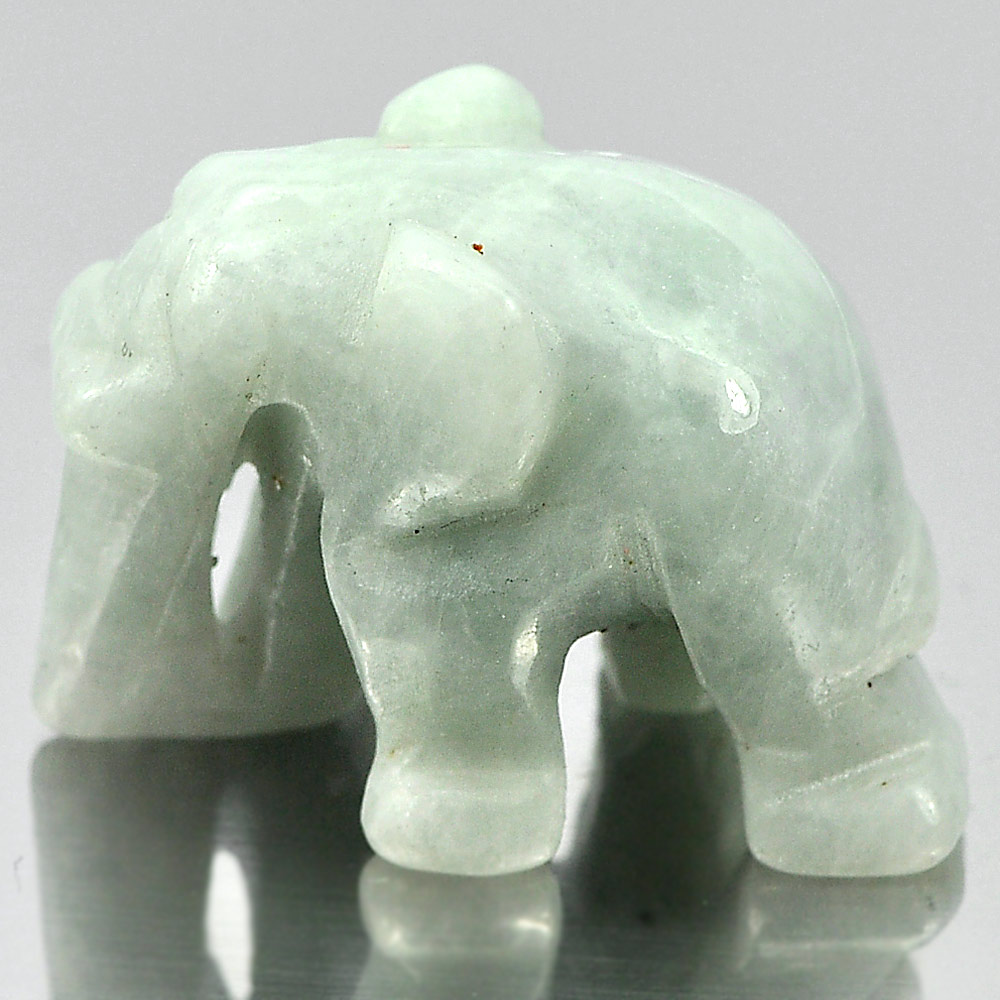 Green Jade Elephant Carving 25 x 18 Mm. 50.28 Ct. Natural Gemstone Unheated