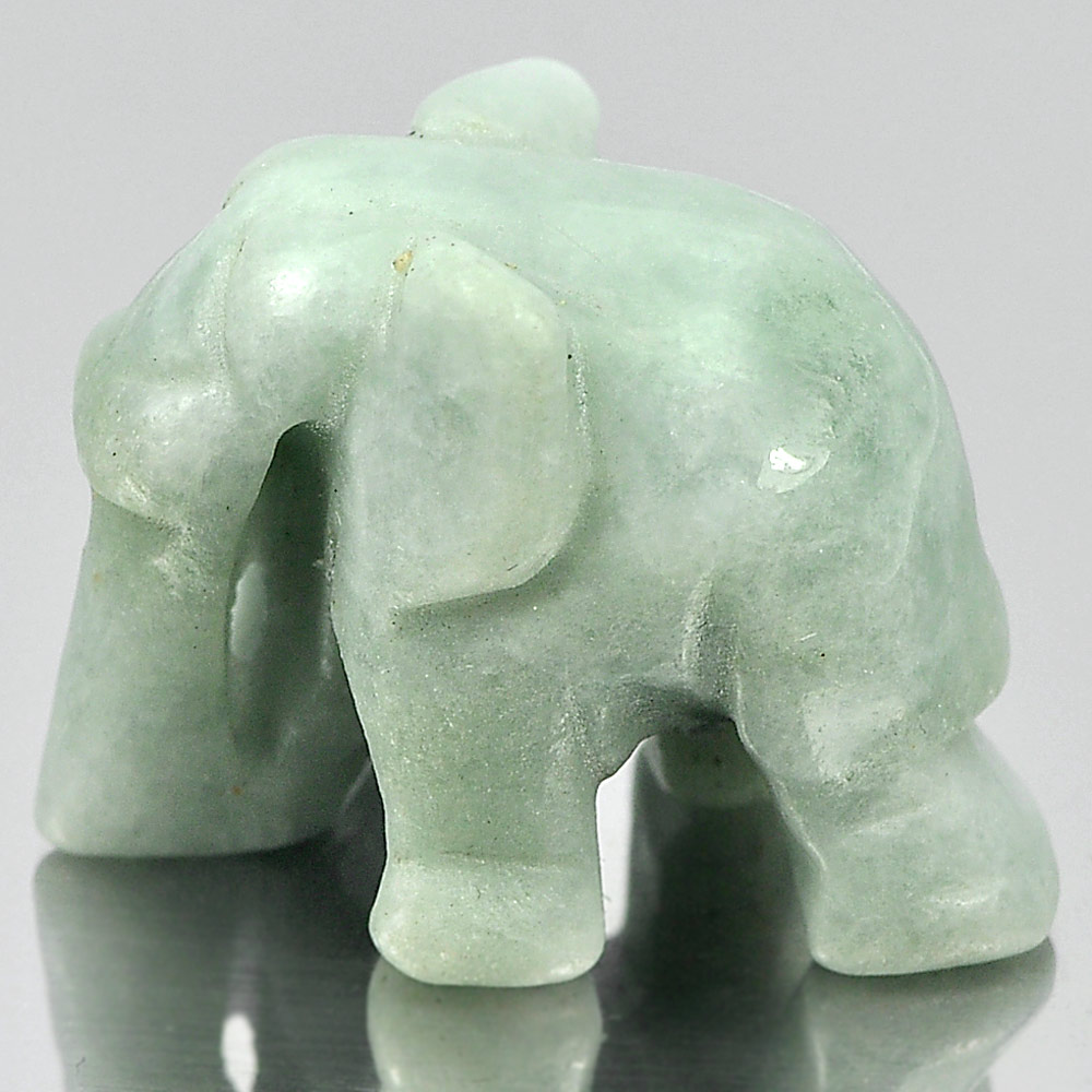 Green Color Jade Elephant Carving 25 x 19 Mm. 57.88 Ct.Natural Gemstone Unheated