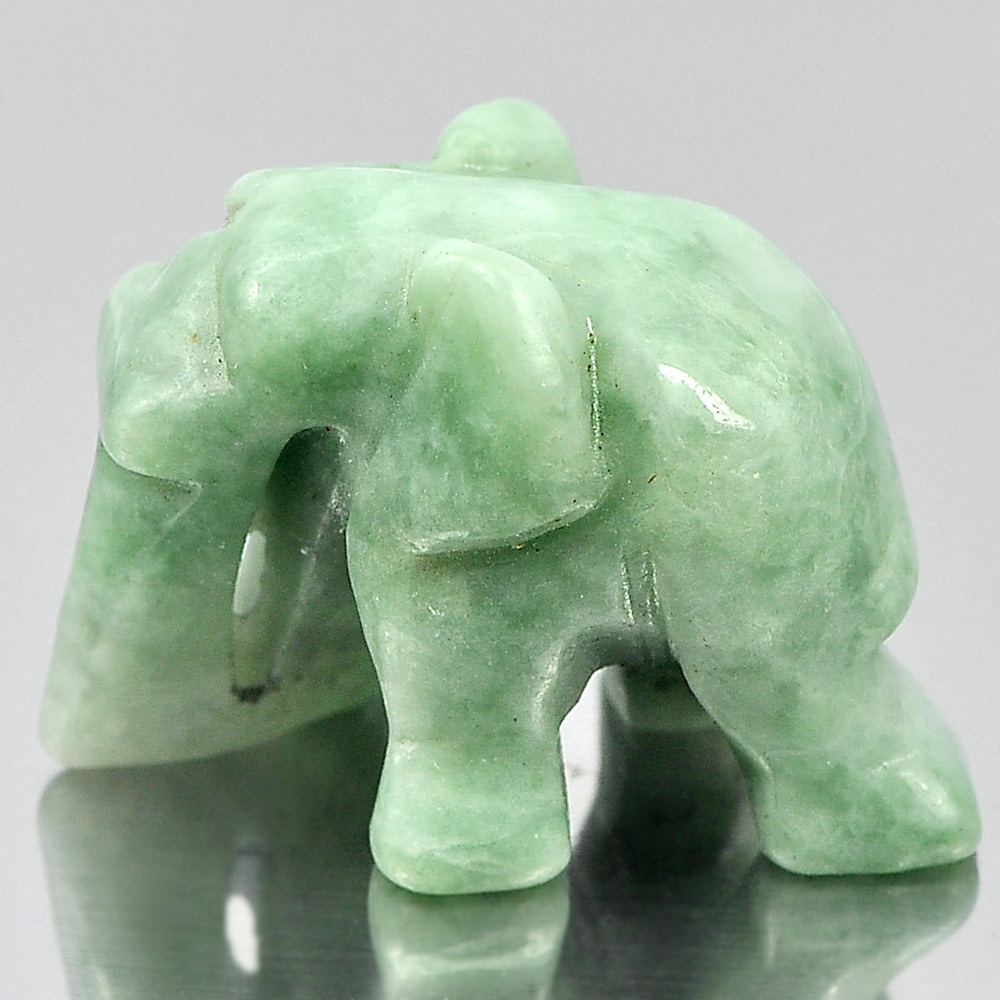 Green Jade Elephant Carving 26 x 18 Mm. 53.21 Ct. Natural Gemstone Unheated