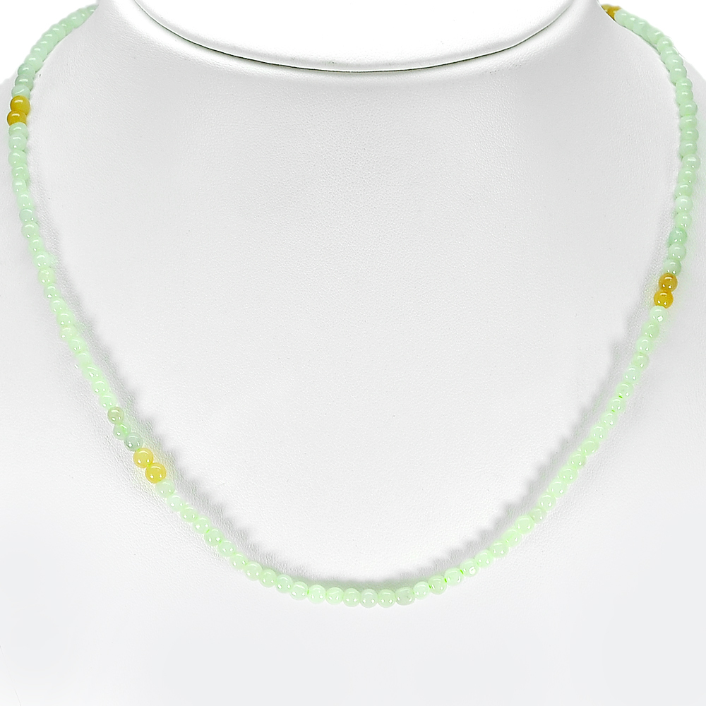 Jade Honey Green Bead 67.00 Ct. Necklace Length 20 Inch. Natural Unheated
