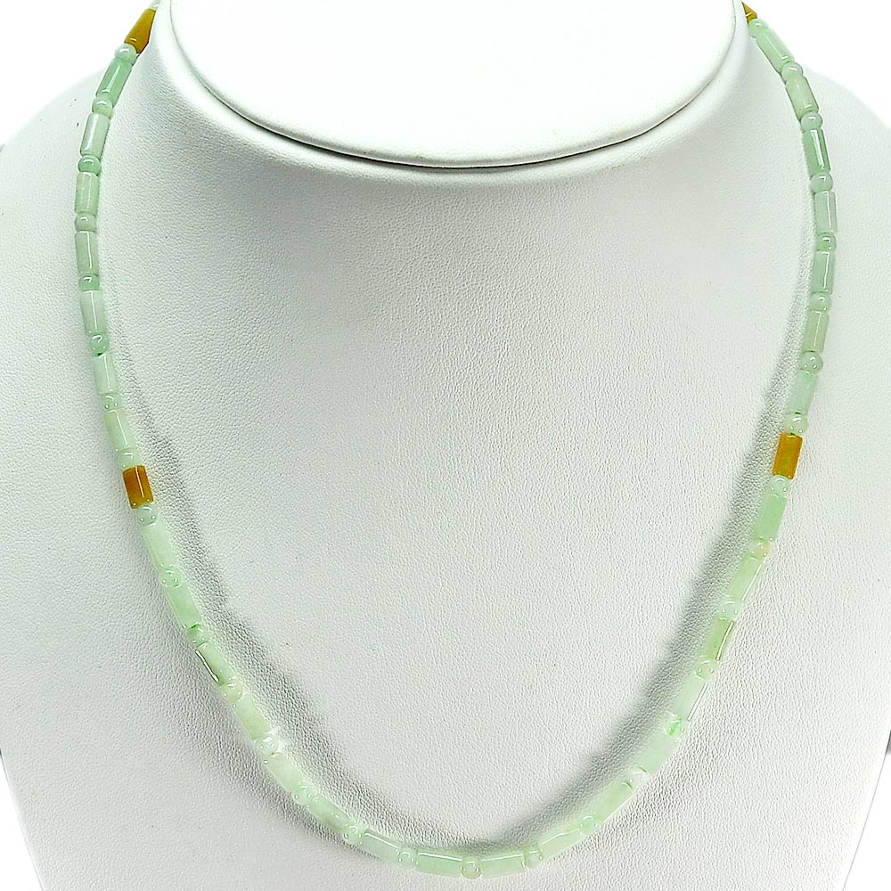 Unheated 75.17 Ct. Gems Natural Honey Green Jade Bead Necklace Length 18 Inch.