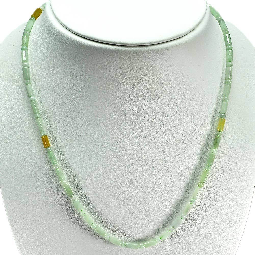 Gemstones 75.82 Ct. Natural Honey Green Jade Bead Necklace Length 18 Inch.