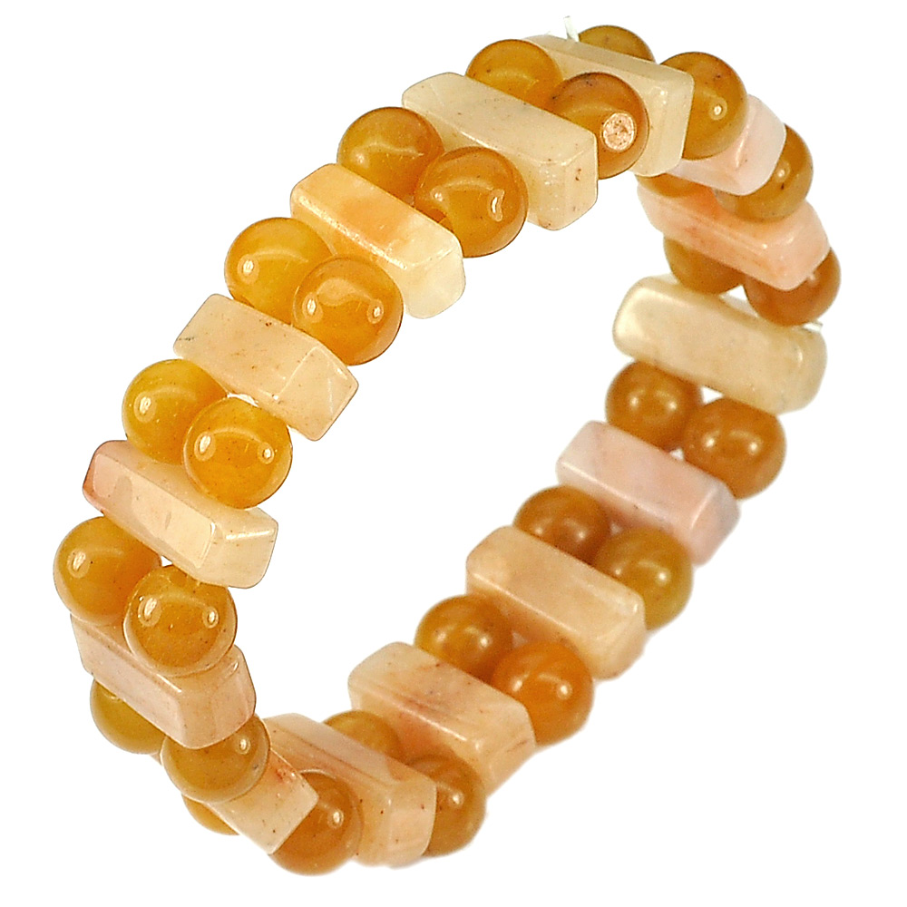 168.26 Ct. Natural Gems Honey Jade Beads Flexibility Bracelet Length 7 Inch.