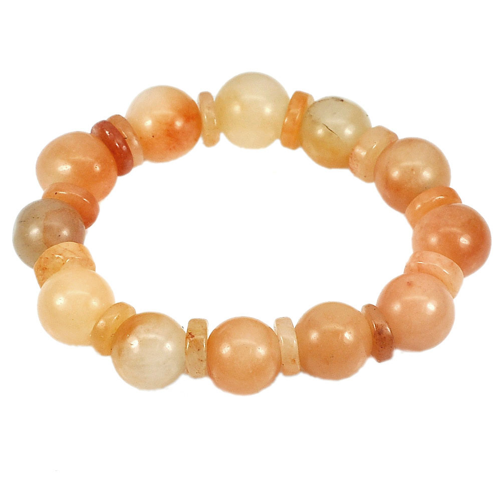 272.28 Ct. Natural Gems Honey Jade Beads Flexibility Bracelet Length 8 Inch.