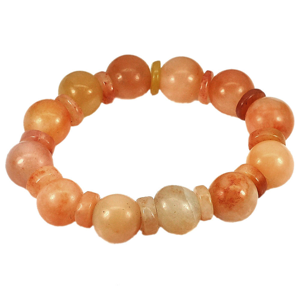 270.48 Ct. Natural Gems Honey Jade Beads Flexibility Bracelet Length 8 Inch.