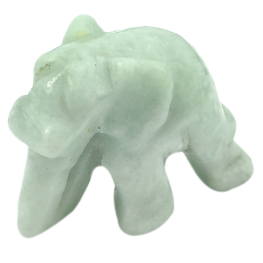 Green Jade 51.37 Ct. Elephant Carving 25 x 19.3 Mm. Natural Gemstone Unheated