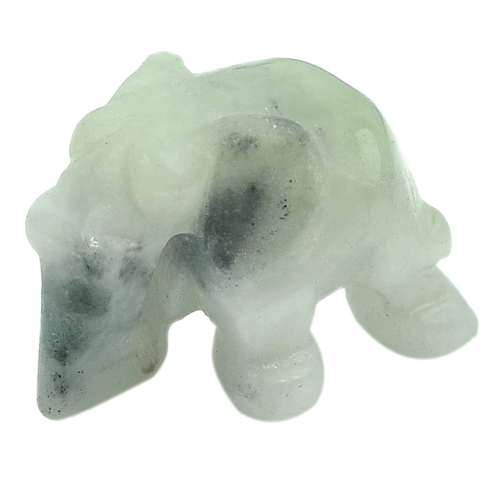 Green Color Jade 47.88 Ct. Elephant Carving Size 24 x 17.7 Mm. Natural Gemstone