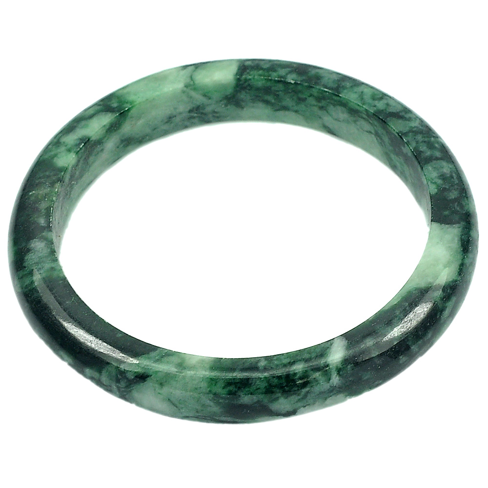 286 Ct. Good Natural Gemstone Green Black Jade Bangle Diameter 63 mm. Unheated
