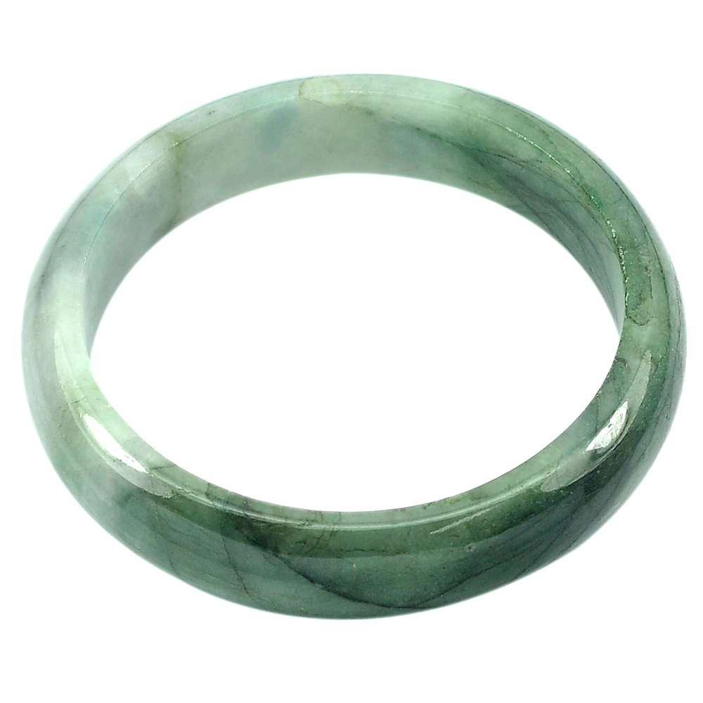 261.63 Ct. Natural Gemstone Green White Jade Bangle Diameter 56 mm.