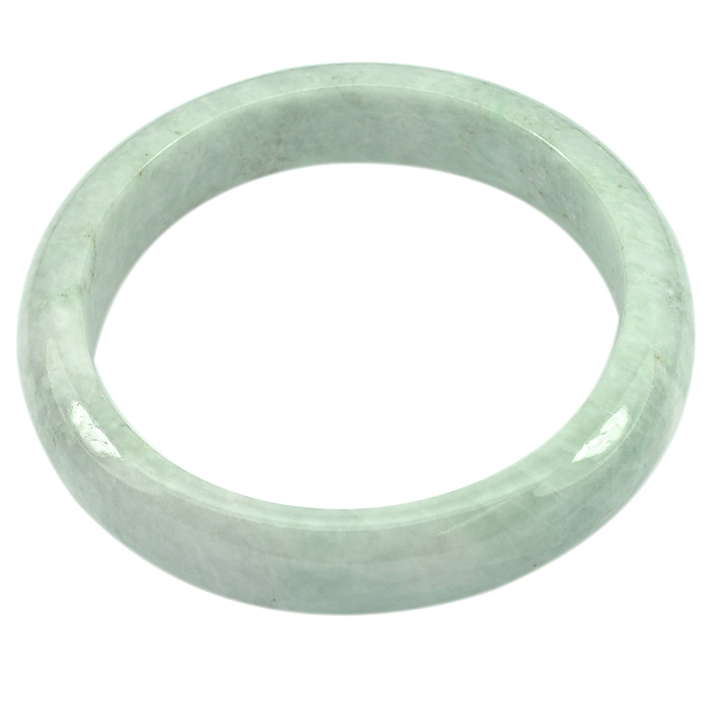 309.99 Ct. Natural Gemstone Green White Jade Bangle Size 74 x 59 x 14 mm.