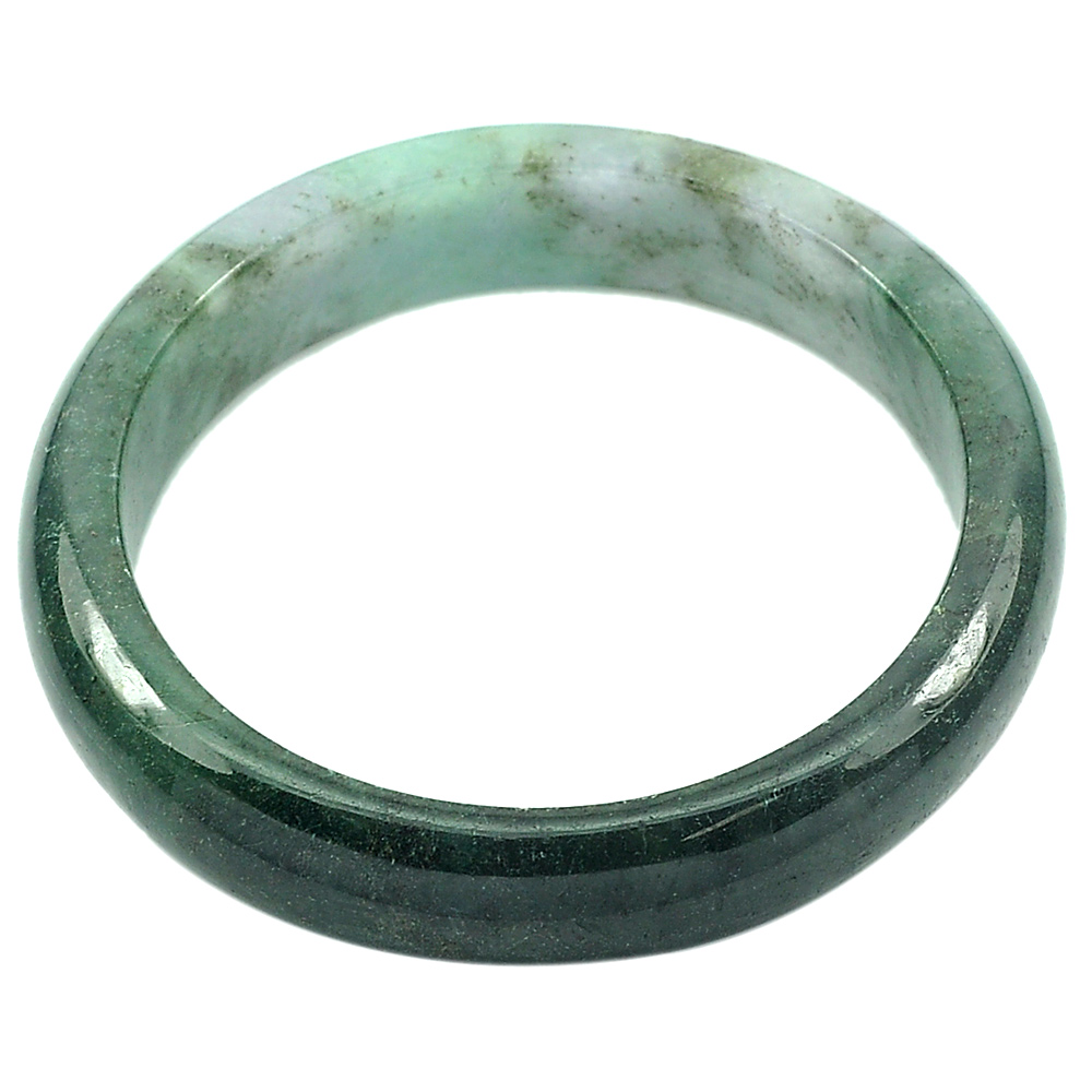 293.70 Ct. Natural Gemstone Green Black Jade Bangle Diameter 59 mm. Unheated