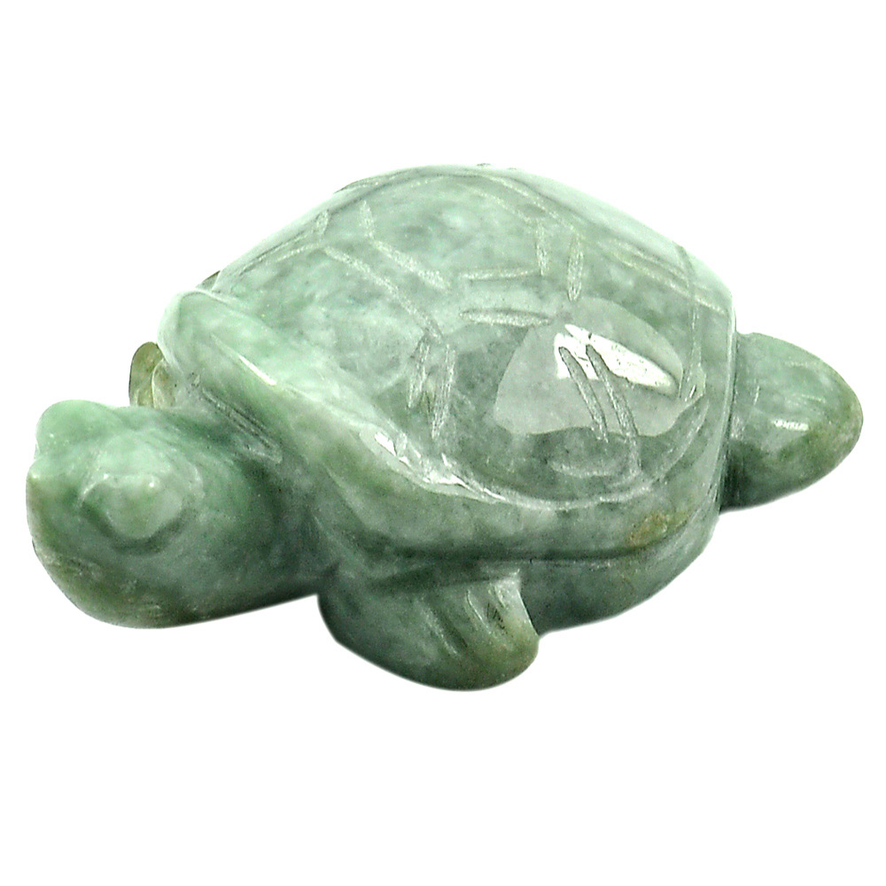 Green Jade 416.66 Ct. Turtle Carving 64 x 40 x 21 Mm. Natural Gemstone Unheated