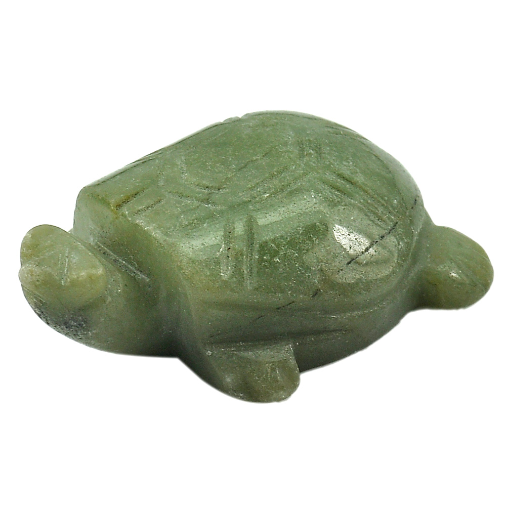 Green Jade 245.03 Ct. Turtle Carving 48 x 36 x 16 Mm. Natural Gemstone Unheated