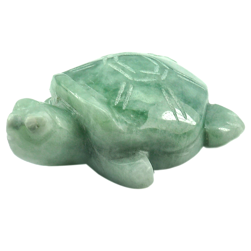 Green Jade 369.49 Ct. Turtle Carving 60 x 42 x 19 Mm. Natural Gemstone Unheated